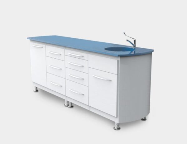 dental cabinet made in turkey in dubai by skyline medical corian glass top
