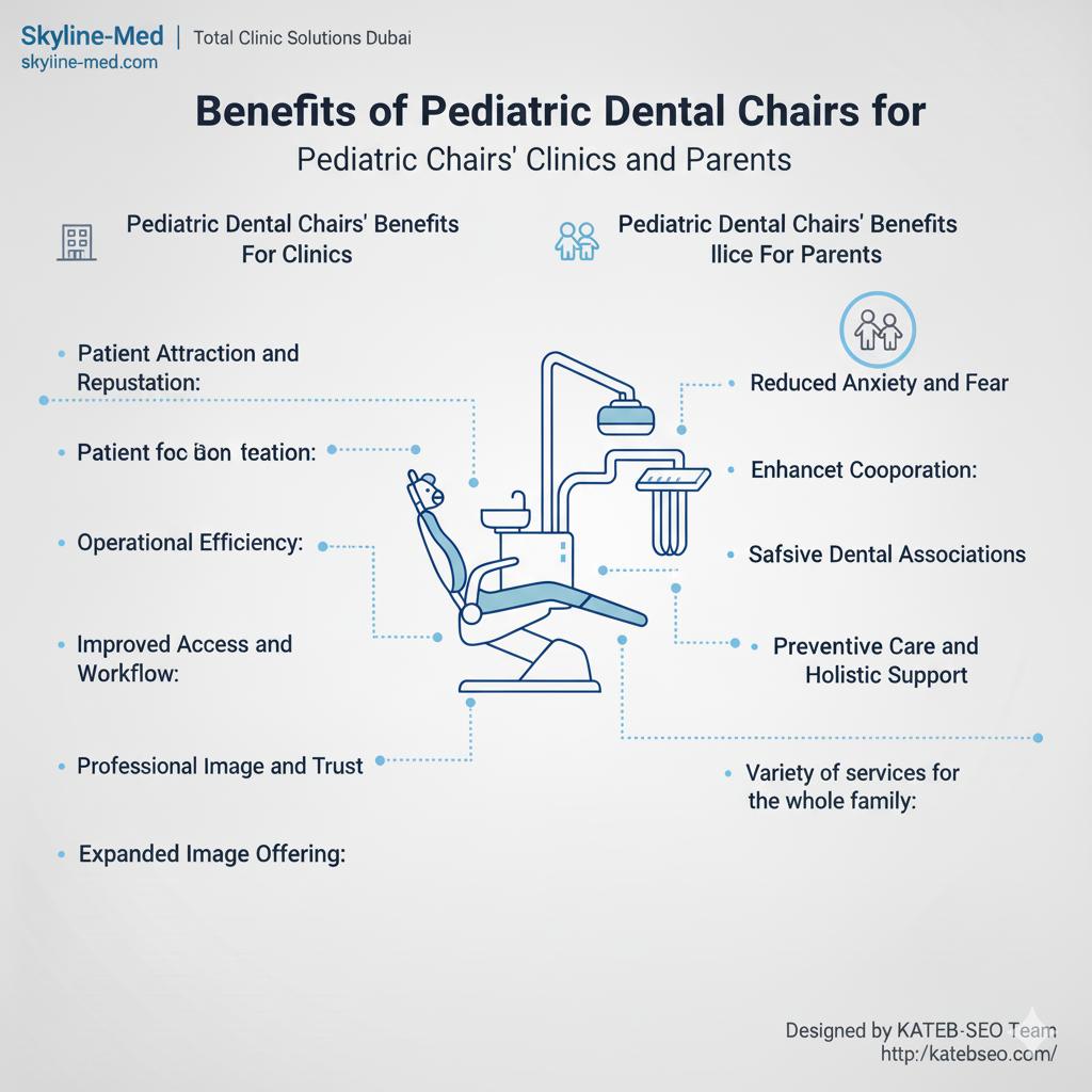 Benefits of Pediatric Dental Chairs for Clinics and Parents. Improved Patient Attraction and Reduced Anxiety. Skyline-Med Dubai.