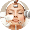 Close-up of woman receiving multi-step aesthetic treatments, facial care equipment UAE