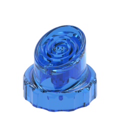 Close-up of a transparent blue, rose-shaped plastic suction tip, likely a spare part for a HydraFacial or aesthetic device.